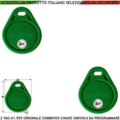 Chiave Elettronica di Prossimità 2 tag rfid Alta Sicurezza Codice Base Combivox 61.955 Univoco