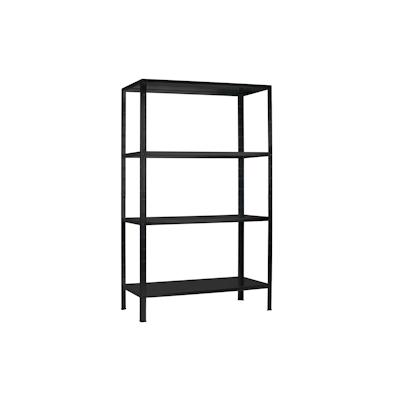 SCHULTE Regalwelt Steckregal mit 4 PowerMAX Fachböden, 65 kg Tragkraft, 180x100x40 cm (HxBxT), schwarz-Struktur, Lagerregal, Werkstattregal Image