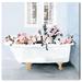 Ophelia & Co. 'Floral Tub Square' Watercolor Painting Print on Canvas in Canvas, Wood in Blue/Pink/White | 16 H x 16 W x 1.5 D in | Wayfair