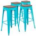 Longshore Tides Seitz Bar Stool Wood/Metal in Gray/Blue | 30 H x 16 W x 16 D in | Wayfair F223EBEE307F411DA96819A99D9A148E