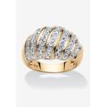 Women's Yellow Gold-Plated Sterling Silver Genuine Diamond Accent Dome Ring by PalmBeach Jewelry in Diamond (Size 10)