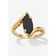 Women's 18k Yellow Gold-Plated Natural Black Onyx Marquise Shaped Bypass Ring by PalmBeach Jewelry in Gold (Size 7)