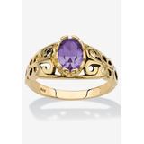 Women's Gold over Sterling Silver Open Scrollwork Simulated Birthstone Ring by PalmBeach Jewelry in February (Size 5)