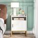 Everly Quinn 26.77" Tall Nightstand Wood in Brown/White/Yellow | 26.77 H x 19.69 W x 15.75 D in | Wayfair 0674ECC7E46444008D5E0004D6A30760
