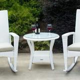 Tortuga Outdoor Bayview Wicker Side Table Glass/Wicker/Rattan in White/Black | 23 H x 24 W x 24 D in | Wayfair BAY-SIDE-MAGNOLIA