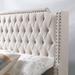 Andover Mills™ Kohlmeier Gorgeous Tall Platform Bed w/ Wing-back Headboard and Rivet Upholstered/Velvet in White | Wayfair