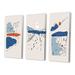 Loon Peak® Retro Landscapes I - 3 Piece Wrapped Canvas Painting Set Metal in Blue/White | 32 H x 48 W x 1 D in | Wayfair