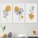 Corrigan Studio® Minimalistic Creative Retro Flower Design w/ Full Moon I - Mid-Century Modern Art Set Of 3 Pieces Canvas in White | Wayfair