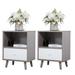 Corrigan Studio® 21.25" Tall 1 Drawer Nightstand Set Of 2 Wood in Green/Gray | 20.95 H x 11.95 W x 15.95 D in | Wayfair