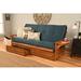 Winston Porter Johnte Full 80" Futon Frame & Mattress w/ Drawer set Wood/Solid Wood/Microfiber/Microsuede in Orange/Blue | Wayfair