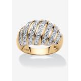 Women's Yellow Gold-Plated Sterling Silver Genuine Diamond Accent Dome Ring by PalmBeach Jewelry in Diamond (Size 9)