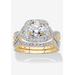Women's Gold Over Silver Bridal Ring Set Cubic Zirconia (2 1/5 Cttw Tdw) by PalmBeach Jewelry in Cubic Zirconia (Size 6)