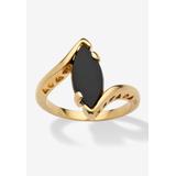 Women's 18k Yellow Gold-Plated Natural Black Onyx Marquise Shaped Bypass Ring by PalmBeach Jewelry in Gold (Size 7)