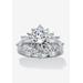 Women's Platinum Plated Round Cluster Ring Cubic Zirconia (3 5/8 cttw TDW) by PalmBeach Jewelry in Platinum (Size 9)