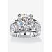 Women's Platinum-Plated Round Engagement Ring Cubic Zirconia (7 cttw TDW) by PalmBeach Jewelry in Platinum (Size 6)