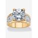 Women's Yellow Gold-Plated Round Engagement Anniversary Ring Cubic Zirconia by PalmBeach Jewelry in Gold (Size 8)