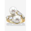 Women's Gold over Sterling Silver Pearl and Marquise Cubic Zirconia Ring by PalmBeach Jewelry in Gold (Size 6)