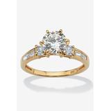 Women's Yellow Gold over Sterling Silver Engagement Ring Cubic Zirconia (2 1/7 cttw TDW) by PalmBeach Jewelry in Silver (Size 9)