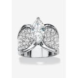 Women's Platinum Plated Cubic Zirconia and Round Crystals Engagement Ring by PalmBeach Jewelry in Silver (Size 7)