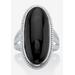 Women's Sterling Silver Natural Black Onyx Split Shank Ring by PalmBeach Jewelry in Onyx (Size 8)