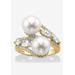 Women's Gold over Sterling Silver Pearl and Marquise Cubic Zirconia Ring by PalmBeach Jewelry in Gold (Size 6)