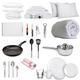 Student Essentials - Home Starter, Kitchen Set, Bedding Pack, (Duvet, Bed Linen, Pillow) Kitchen Accessories for Home, Kitchen Appliance Set, Towel Set (Small-Double, White & White)