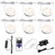 AIBOO LED Kitchen Under Cabinet Lighting Kit Dimmable with Wireless RF Remote,UK Plug,6 Pack Round Display 240V LED Puck Lights,6W Under Cupboard Counter Shelf Lights (Warm White 2700K)