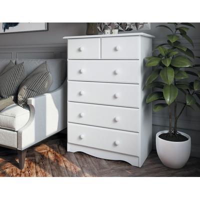 100% Solid Wood 6-Drawer Chest, White - Palace Imp...