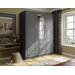 100% Solid Wood Cosmo Wardrobe with Mirrored Door, Gray - Palace Imports 7115