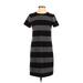 Ann Taylor LOFT Casual Dress - Shift: Gray Stripes Dresses - Women's Size X-Small