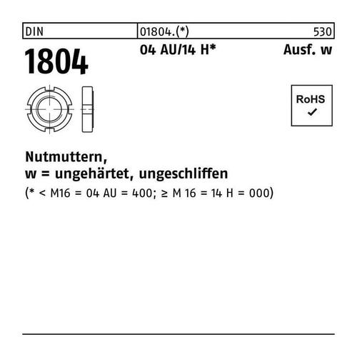 Nutmutter DIN 1804 M 72 x 1,5 Automatenstahl/14 H