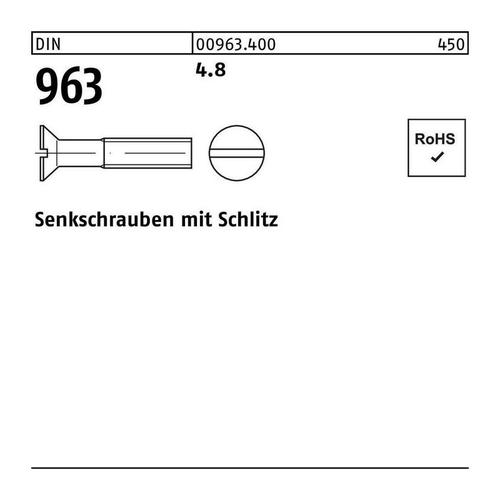 Senkschraube DIN 963 Schlitz M 4 x 16 4.8