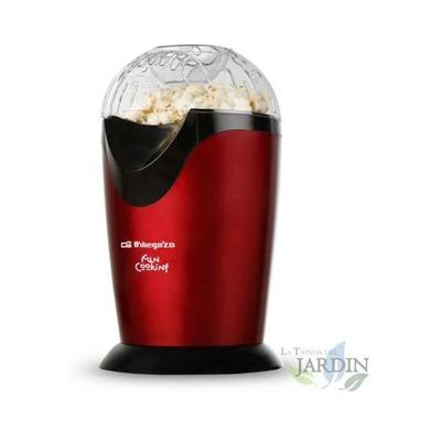 Tragbare Popcornmaschine von Orbegozo metallisch rot Schnelle und einfache Bedienung. Popcorn in 3
