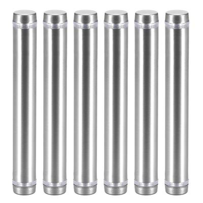 Glass Standoff Double Head Stainless Steel Standoff Holder 12mm x 94mm 6 Pcs - Silver Tone