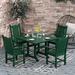 Polytrends Laguna 5-Piece Square Poly Eco-Friendly All Weather Outdoor Dining Set with Armchairs