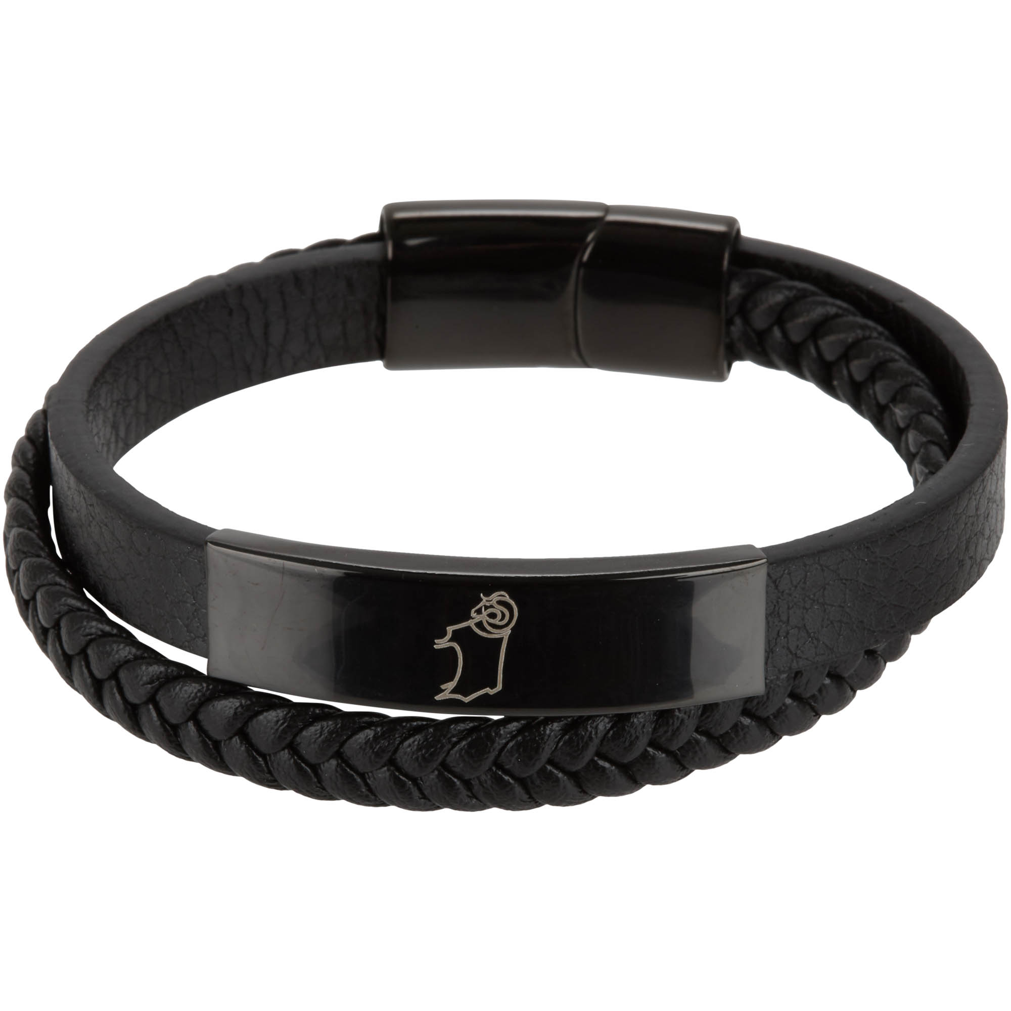 Wickelarmband aus Leder mit Derby County Wappen – Schwarz Image