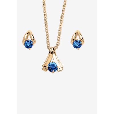 Women's Simulated Birthstone Solitaire Pendant and Earring Set with FREE Gift in Goldtone, Boxed by PalmBeach Jewelry in September