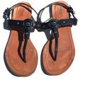 Coach Shoes | Coach Leather Thong Sandal Shoe Size 8.5 U.S. 38.5 Eur Black | Color: Black/Tan | Size: 8.5