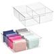 mDesign Set of 2 Storage Box with 4 Compartments – Practical Clothing Storage Box for the Bedroom – Ideal Makeup, Accessories and Clothes Organiser Made of BPA-Free Plastic – Clear