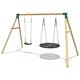 Rebo® Children's Wooden Garden Swing Set - Meteorite Green | OutdoorToys | Pressure Treated Timber, Large 100cm High Density Nest Swing, Sturdy Construction