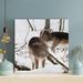 Millwood Pines Brown Deer Near Tree Trunk Covered w/ Snow - 1 Piece Square Graphic Art Print On Wrapped Canvas in Brown/White | Wayfair