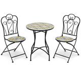2-Piece Mosaic Folding Bistro Chairs with Ceramic Tiles Seat - 20" x 16" x 37" (L x W x H)