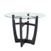 Modern Dining Table with Clear Tempered Glass Top with Solid Wood Base Round Glass Kitchen Table Furniture