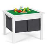 2-in-1 Kids Double-sided Activity Building Block Table with Drawers - 25.5" x 25.5" x 21" (L x W x H)