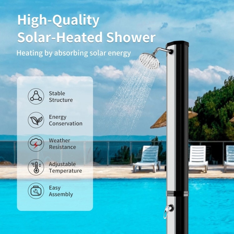 7.2 Feet 9.3 Gallon Solar Heated Shower with Adjustable Head and Foot Tap - 7" x 5.5" x 85.5" (L x W x H)