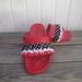 Disney Shoes | Disney Minnie Mouse Slides Red 3 Rows Of Polka Dot Ribbon Size 10-11 | Color: Black/Red | Size: 10-11