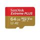 SANDISK - CARDS Extreme Plus MICROSDXC 64GB + SD Adapter 200MB/s 90MB/s A2 C10 V3