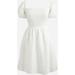 Puff-sleeve Smocked Linen Mini Dress