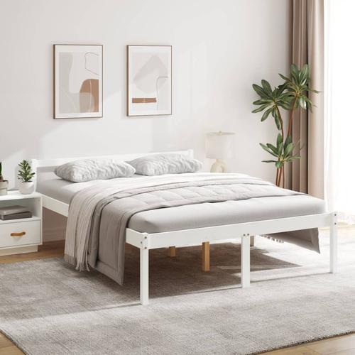vidaXL Seniorenbett Weiß 150×200 cm Massivholz Kiefer