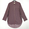 Anthropologie Tops | Maeve Womens M Red Stripe Adelaide Poplin Shirt Button Up Long Sleeve Tunic Top | Color: Blue/Red | Size: M